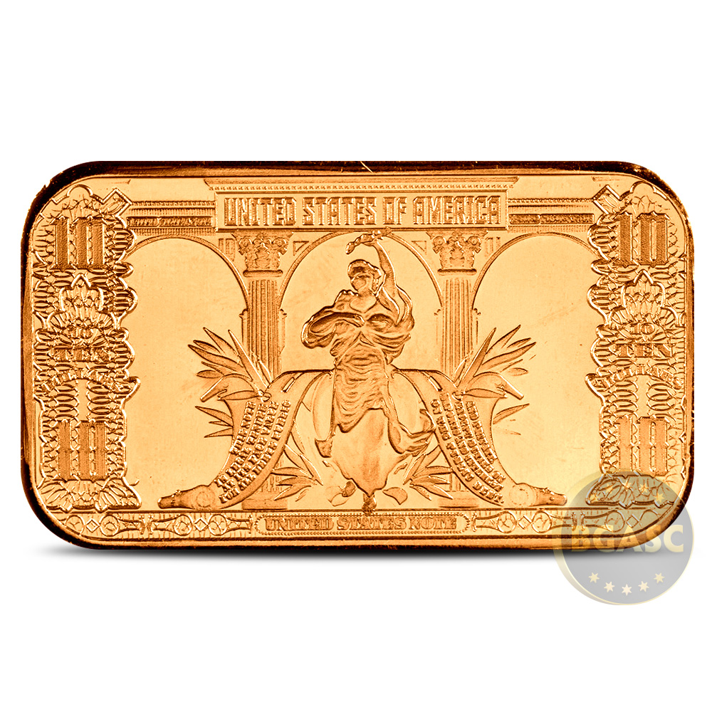 1 oz 10 Banknote Copper Bar (New) l BGASC™