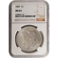 1887 Morgan Silver Dollar Coin NGC MS63