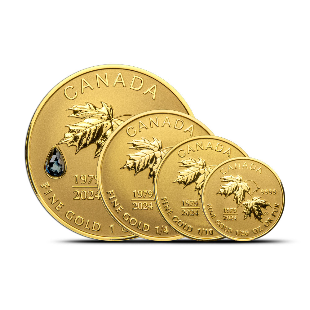 2024 Reverse Proof Canadian Gold 45th Anniversary Maple Leaf 4Coin Set