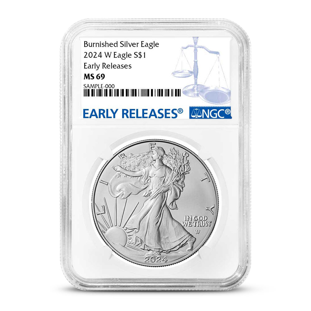 2024W 1 oz Burnished American Silver Eagle Coin NGC MS69 ER l BGASC™