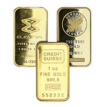 1 oz Gold Bar (Varied Condition, Any Mint)