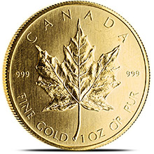 1 oz Canadian Gold Maple Leaf Coin (.999 Pure, 1979-1982 Dates)