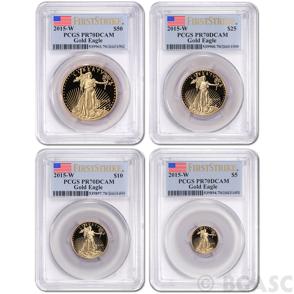 2015W Proof American Gold Eagle 4Coin Set PCGS PR70 First Strike (Mint Box & COA Included)