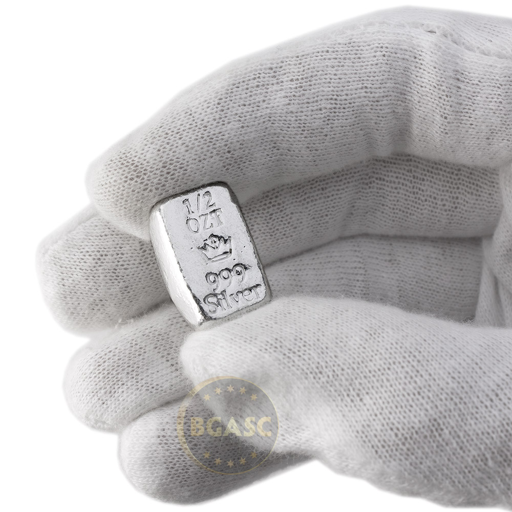 1/2 oz Silver Bars Monarch Hand Poured .999 Fine Bullion Loaf Ingot