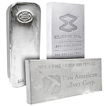 100 oz Silver Bars (Secondary Market, Varied Designs)