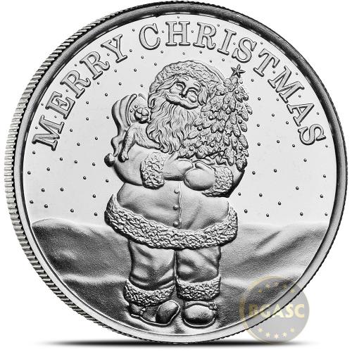 1 oz SilverTowne Christmas Santa Silver Round l BGASC™