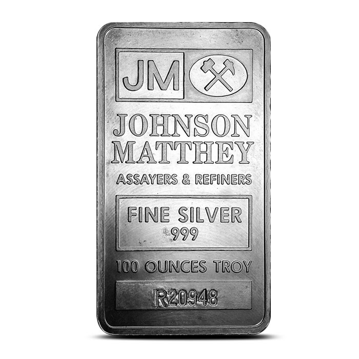 Johnson Matthey Extruded 100 oz Silver Bar
