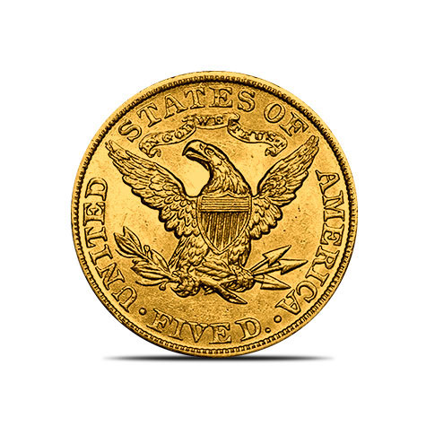 $5 Liberty US Mint Gold Half Eagle Coin Reverse