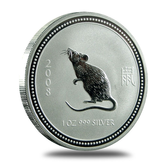 Perth Mint Lunar Series 1 2008 1 oz Silver Year of the Mouse Bullion Coin