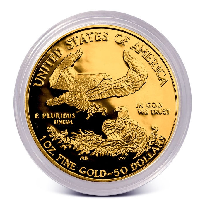1 oz Proof Gold Eagle in Capsule Reverse