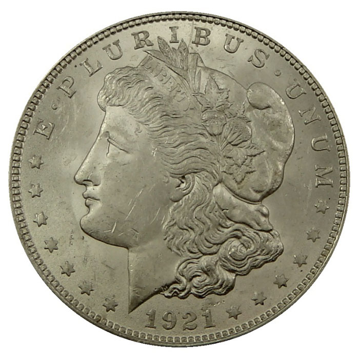 1921 US Morgan Silver Dollar Obverse Brilliant Uncirculated