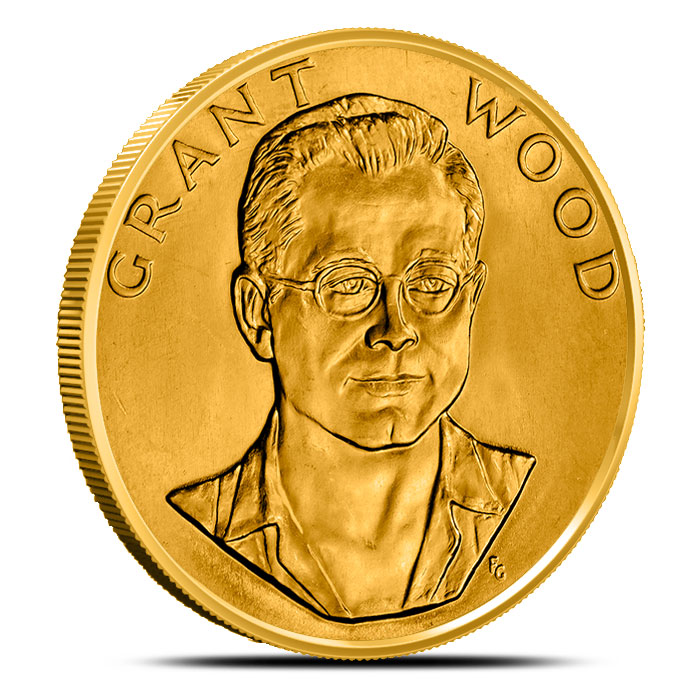 Grant Wood 1 oz Us Postal Gold Coin Obverse